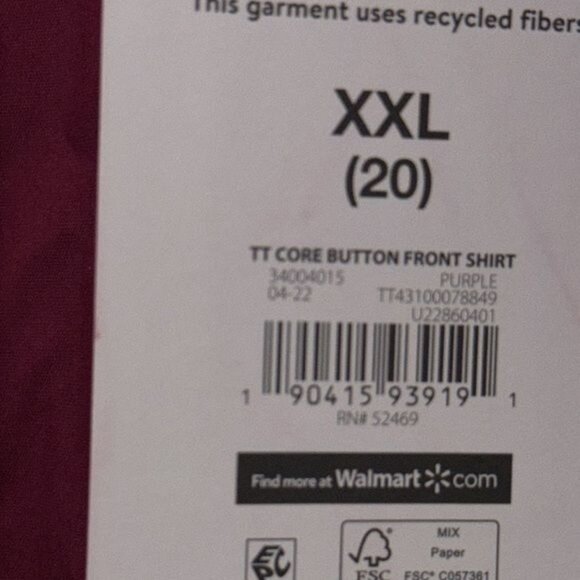 Time & Tru Womens Button Front Shirt XXL 20  Long Sleeve Collared - Picture 4 of 8